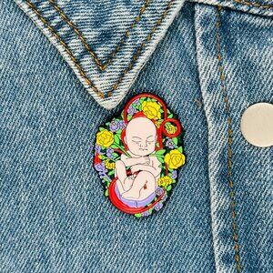 🤩Pin Enamel Baby Womb Nurse Doctor Anatomy Enamel Pin Gift Brooch Mother Flower